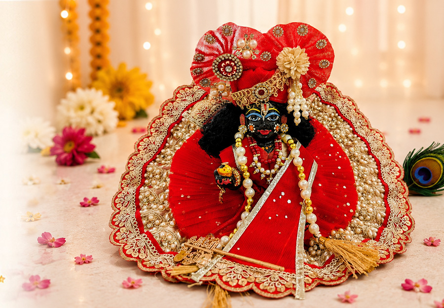 Laddu Gopal in pink dress