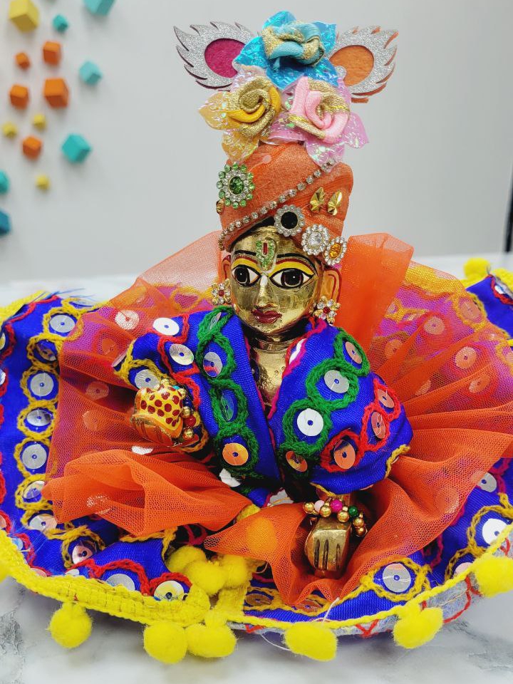 Peacock Saleen God Poshak for Laddu Gopal Size 0 – 4 Inch Diameter