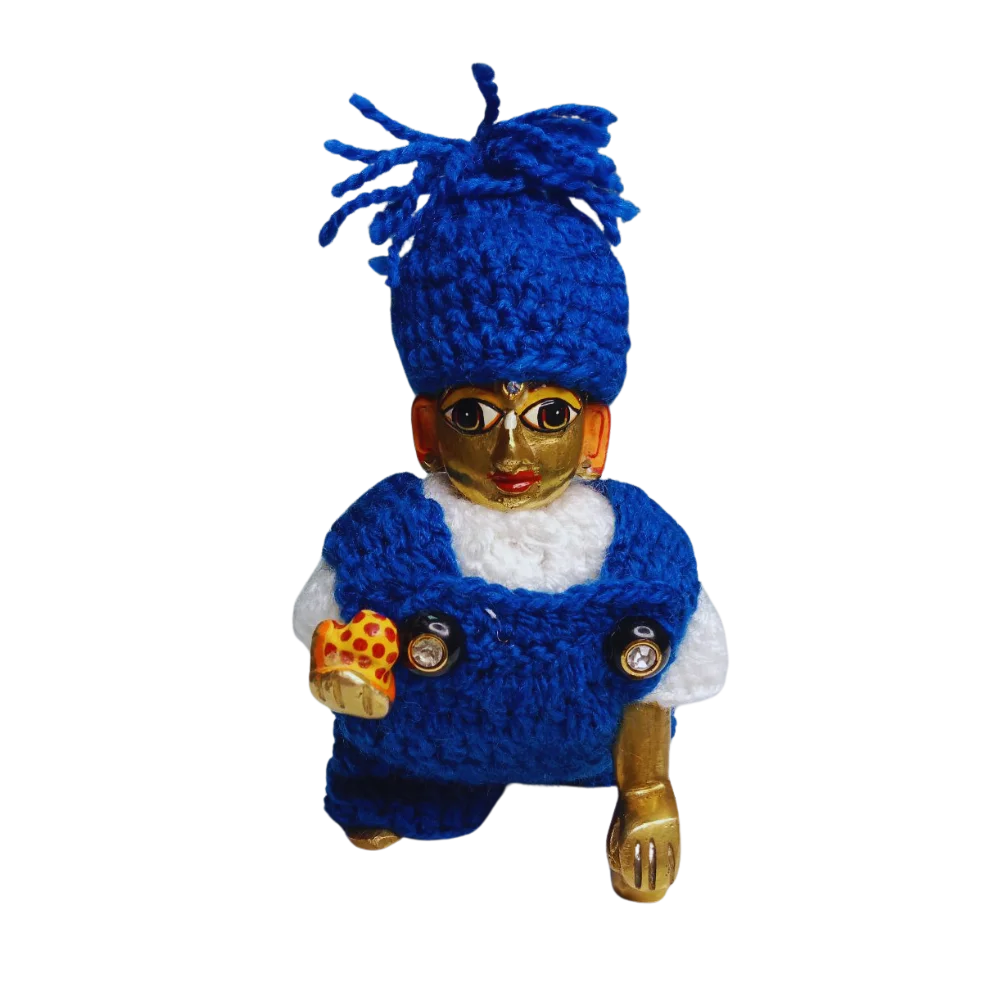 Laddu Gopal Winter Dress, Blue Wool Jump Suit for Kanha JI