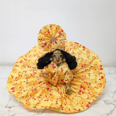 bright yellow floral laddu gopal dress mukut combo all sizes.webp